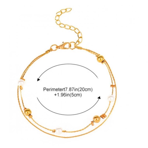 Simple Pearl Double Strand One Clasp Anklet - Picture 6 of 6